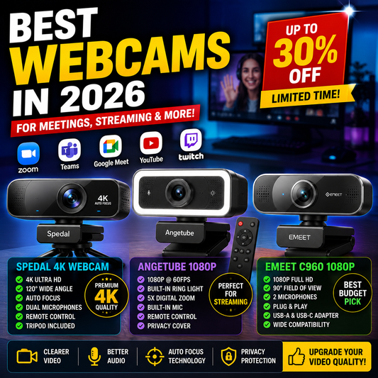 Best Webcams in 2026: 4K, 1080p 60FPS & Budget Picks