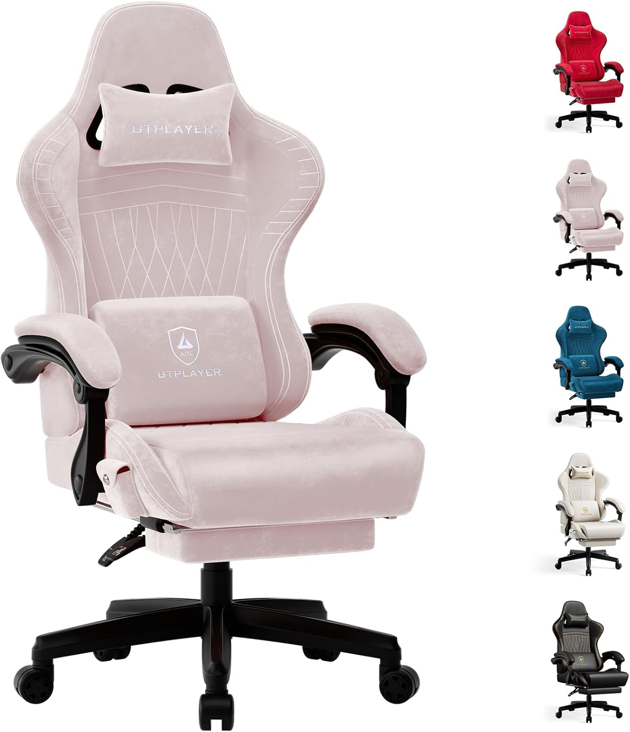 GTPLAYER Gaming Chair for Adults, Ergonomic Computer Game Chairs with Speakers, Footrest & Linkage Armrest, Reclining High Back Silla Gamer for Home Office, Ace Pro, Off-White
