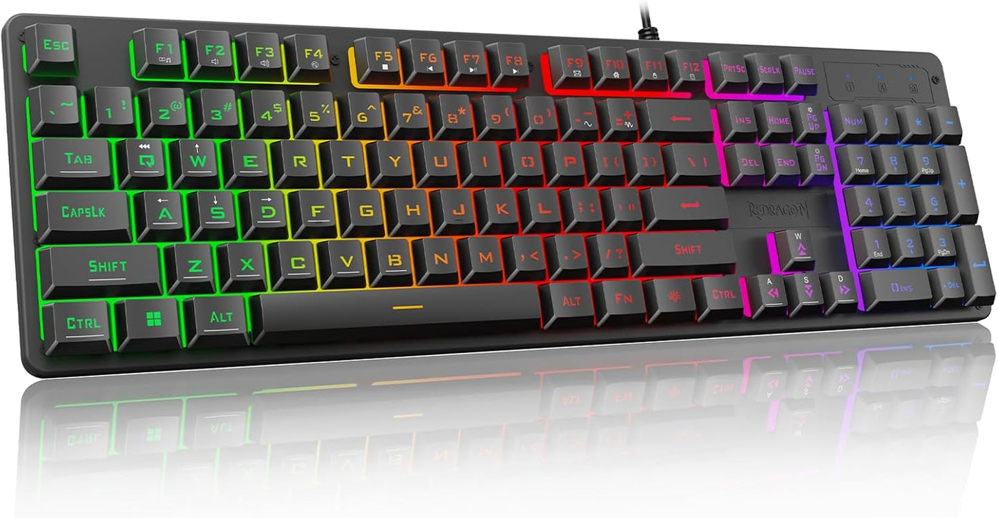 Redragon RM104 Wireless Gaming Keyboard with Knob, Tri-Mode BT/2.4G/USB-C RGB Computer Keyboards, 4000Mah Battery, Programmable Software Support, Anti-Ghosting, Compatible with PC Mac