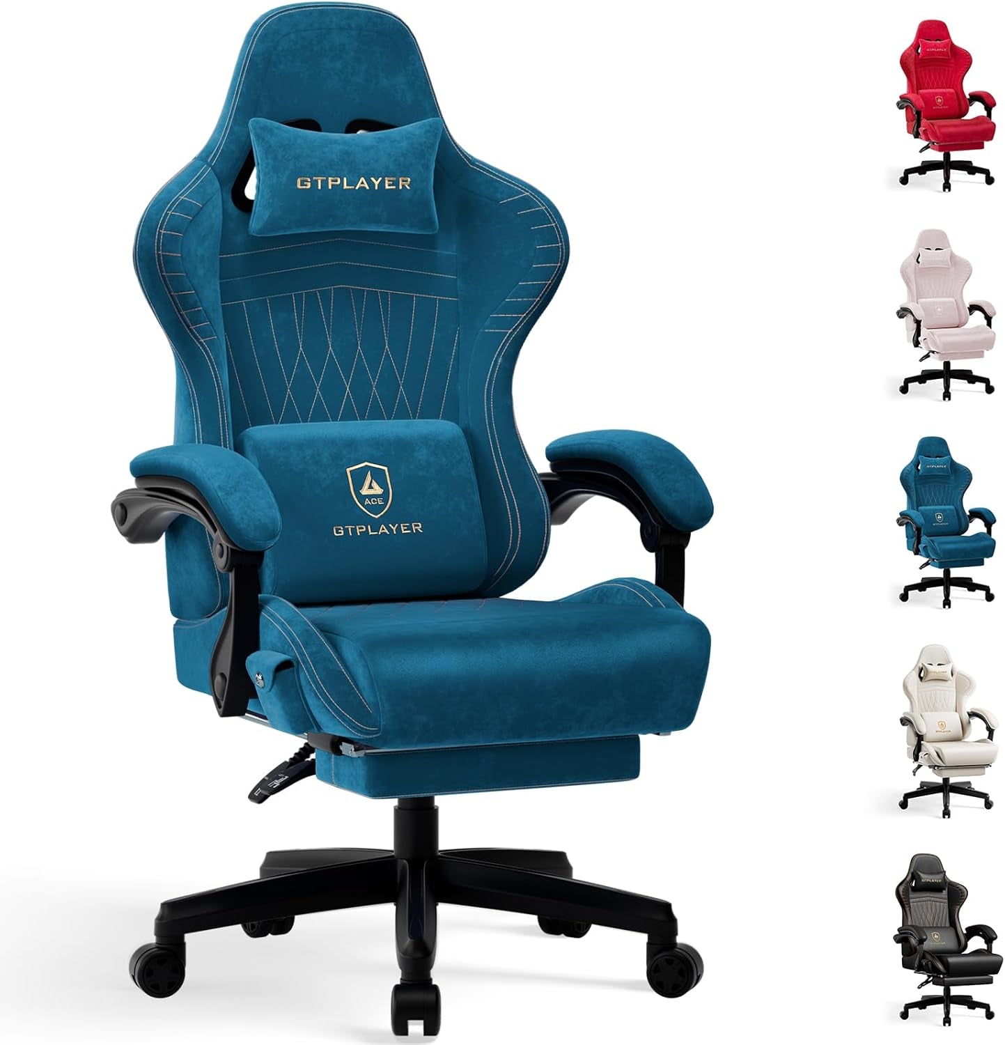 GTPLAYER Gaming Chair for Adults, Ergonomic Computer Game Chairs with Speakers, Footrest & Linkage Armrest, Reclining High Back Silla Gamer for Home Office, Ace Pro, Off-White