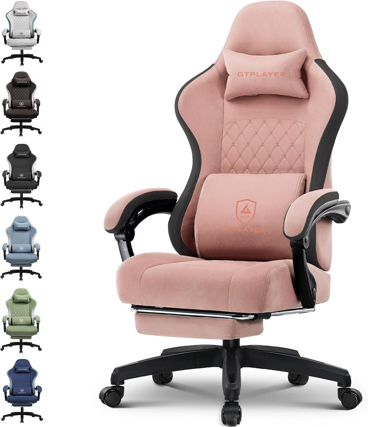 GTPLAYER Gaming Chair, Computer Office Chair with Pocket Spring Cushion, Linkage Armrests and Footrest, High Back Ergonomic Computer Chair with Lumbar Support Task Chair with Footrest(Black)