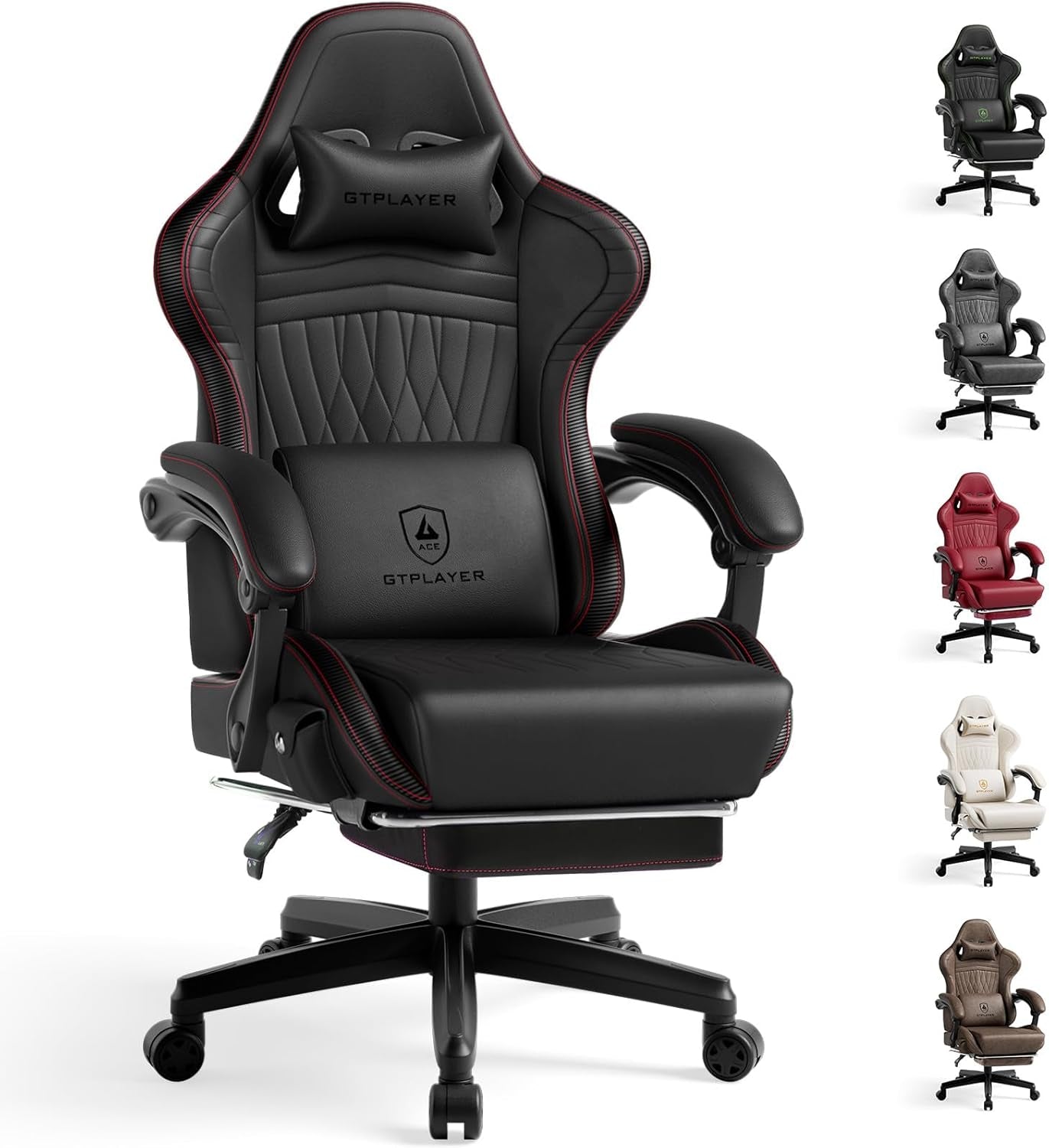 GTPLAYER Gaming Chair for Adults, Ergonomic Computer Game Chairs with Speakers, Footrest & Linkage Armrest, Reclining High Back Silla Gamer for Home Office, Ace Pro, Off-White