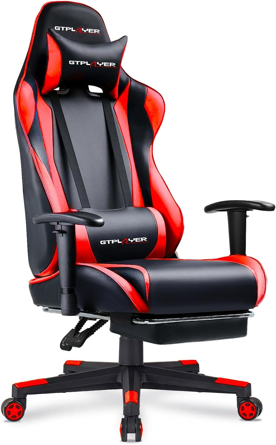 GTPLAYER Gaming Chair with Footrest, Ergonomic Computer Game Desk Chair, Reclining Gamer Chair Seat Height Adjustment, Swivel Rocker with Headrest and Lumbar (Blue)