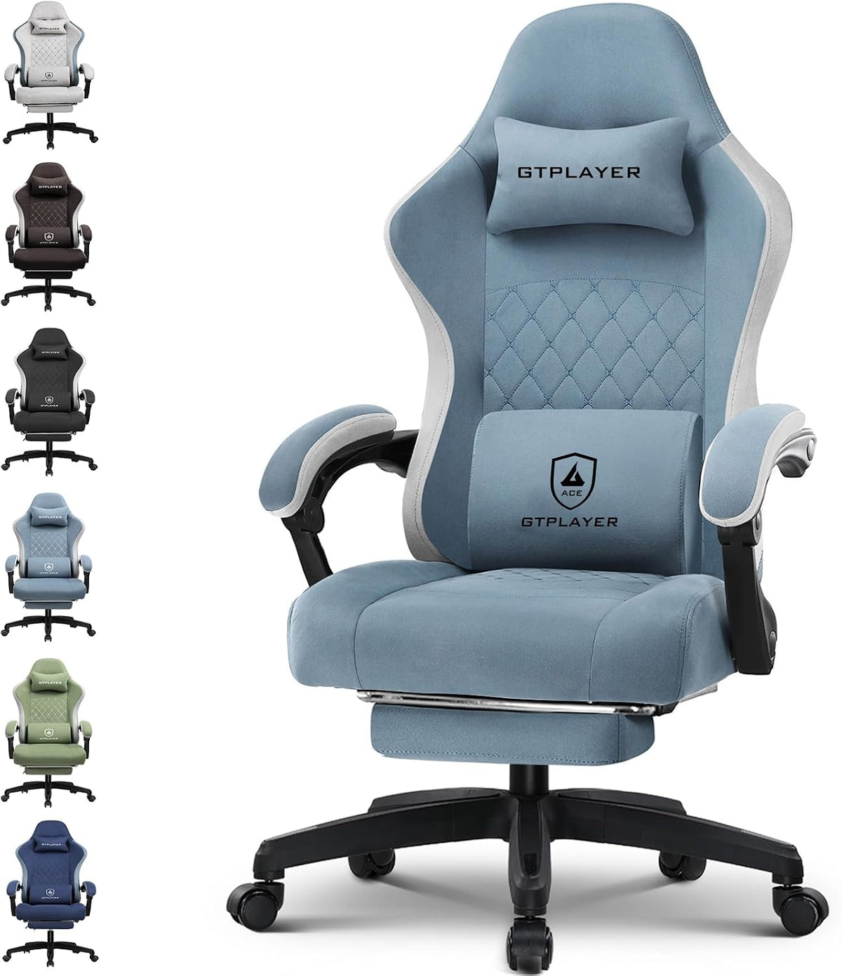 GTPLAYER Gaming Chair, Computer Office Chair with Pocket Spring Cushion, Linkage Armrests and Footrest, High Back Ergonomic Computer Chair with Lumbar Support Task Chair with Footrest(Black)