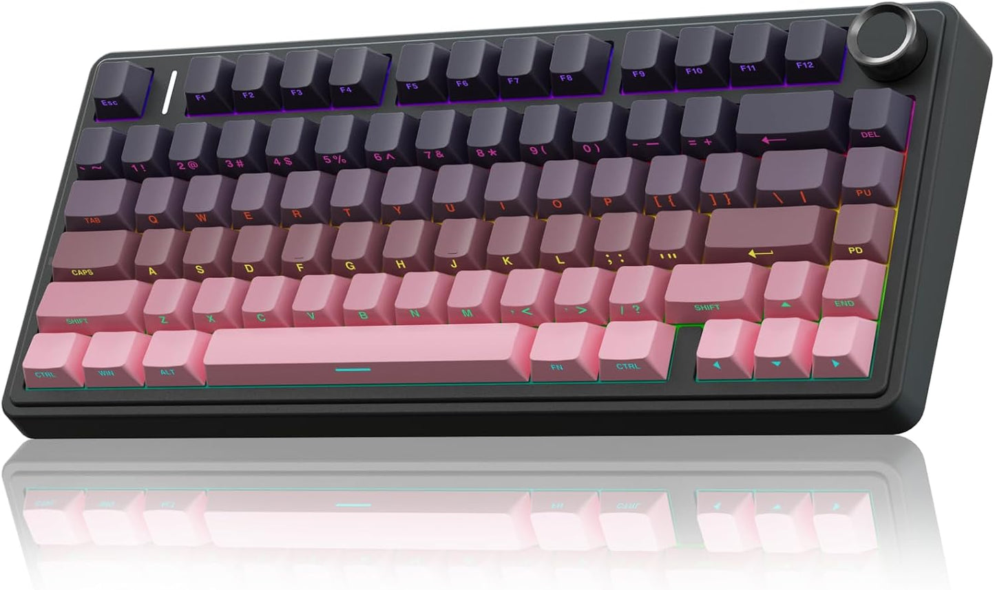 AULA F75 Pro Wireless Mechanical Keyboard,75% Hot Swappable Custom Keyboard with Knob,Rgb Backlit,Pre-Lubed Reaper Switches,Side Printed PBT Keycaps,2.4Ghz/Usb-C/Bt5.0 Mechanical Gaming Keyboards