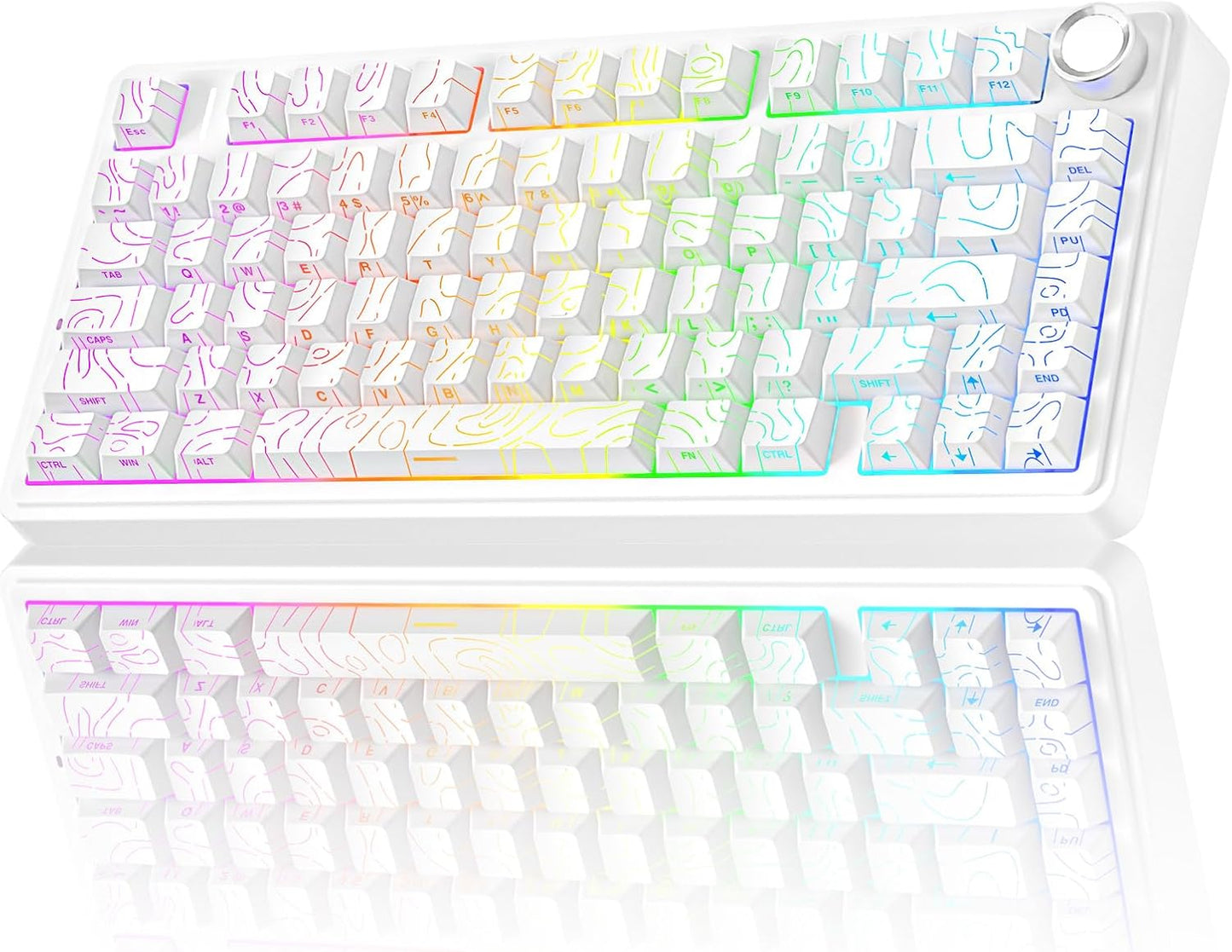 AULA F75 Pro Wireless Mechanical Keyboard,75% Hot Swappable Custom Keyboard with Knob,Rgb Backlit,Pre-Lubed Reaper Switches,Side Printed PBT Keycaps,2.4Ghz/Usb-C/Bt5.0 Mechanical Gaming Keyboards