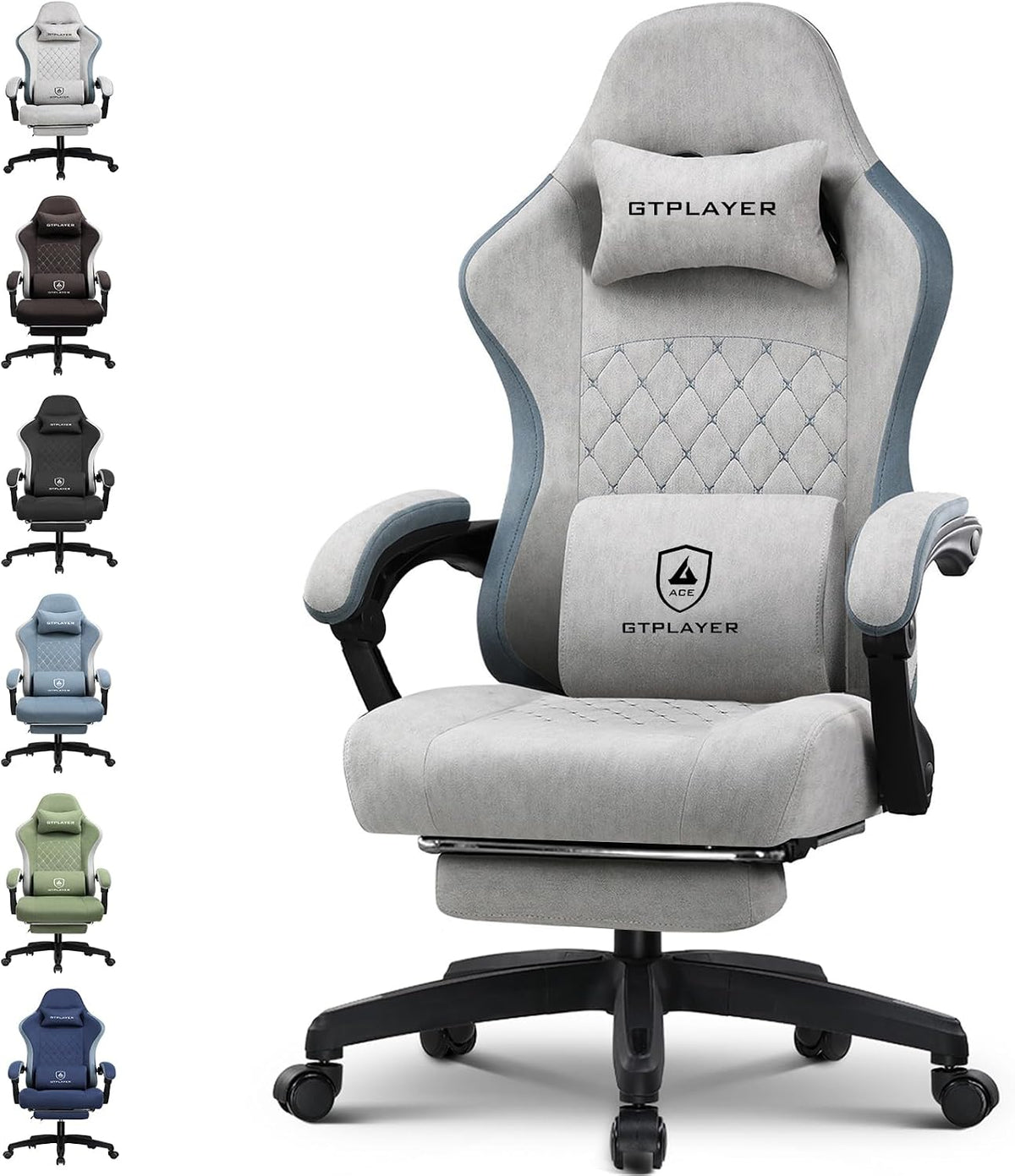 GTPLAYER Gaming Chair, Computer Office Chair with Pocket Spring Cushion, Linkage Armrests and Footrest, High Back Ergonomic Computer Chair with Lumbar Support Task Chair with Footrest(Black)