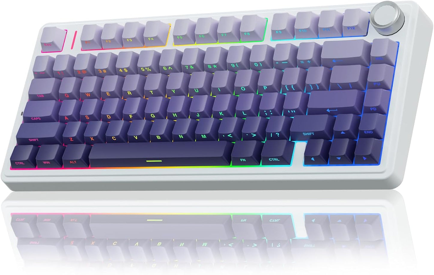 AULA F75 Pro Wireless Mechanical Keyboard,75% Hot Swappable Custom Keyboard with Knob,Rgb Backlit,Pre-Lubed Reaper Switches,Side Printed PBT Keycaps,2.4Ghz/Usb-C/Bt5.0 Mechanical Gaming Keyboards