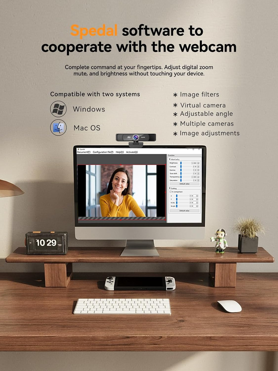Spedal 4K Webcam with Tripod, Wide Angle 120° USB Webcam, Sony 1/2.8" Sensor, Dual Microphones, Remote Control, Auto Focus for Video Conferencing, Online Meetings, Streaming, Zoom & Teams