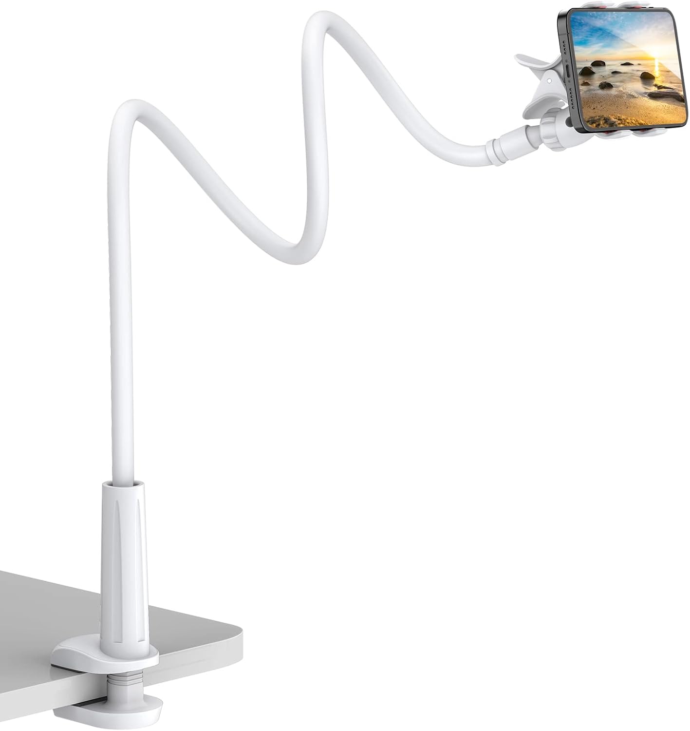 Gooseneck Cell Phone Holder, Universal 360 Flexible Phone Stand Lazy Bracket Mount Long Arms Clamp for Phone 13 Pro Xs Max XR X 8 7 6 6S plus and Other 3.5~6.7'' Device (Black)
