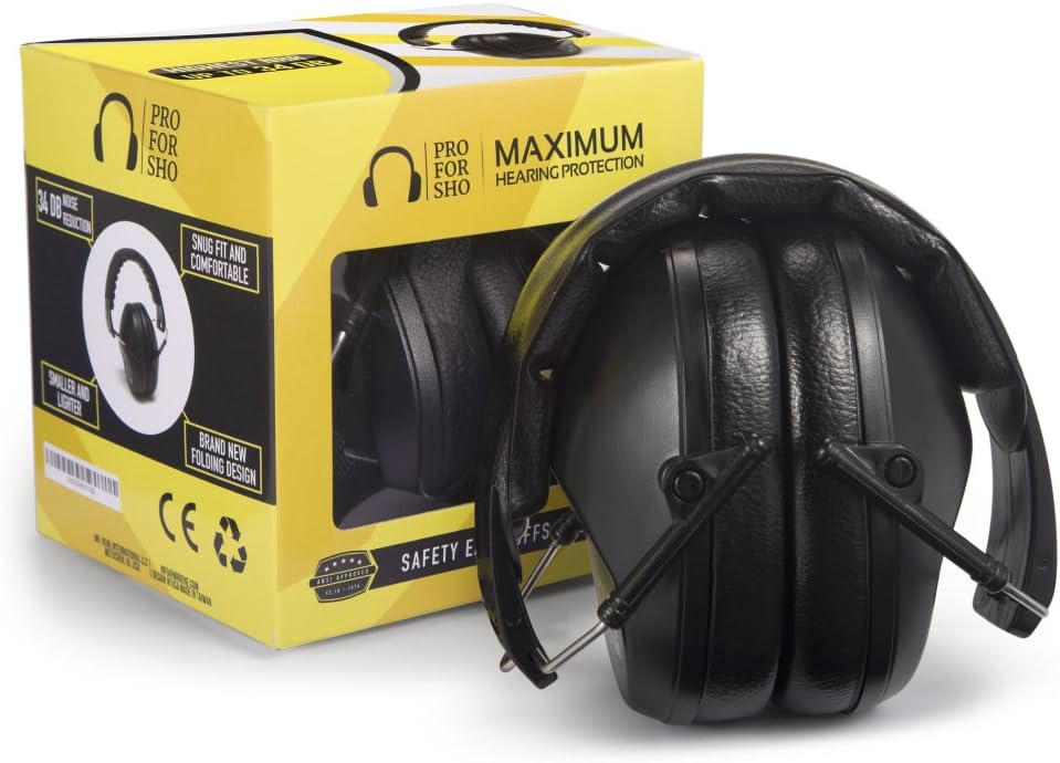Pro for Sho 34Db NRR Hearing Protection Ear Muffs – Highest NRR Compact Design Ear Protection for Loud Events & Sensory Use