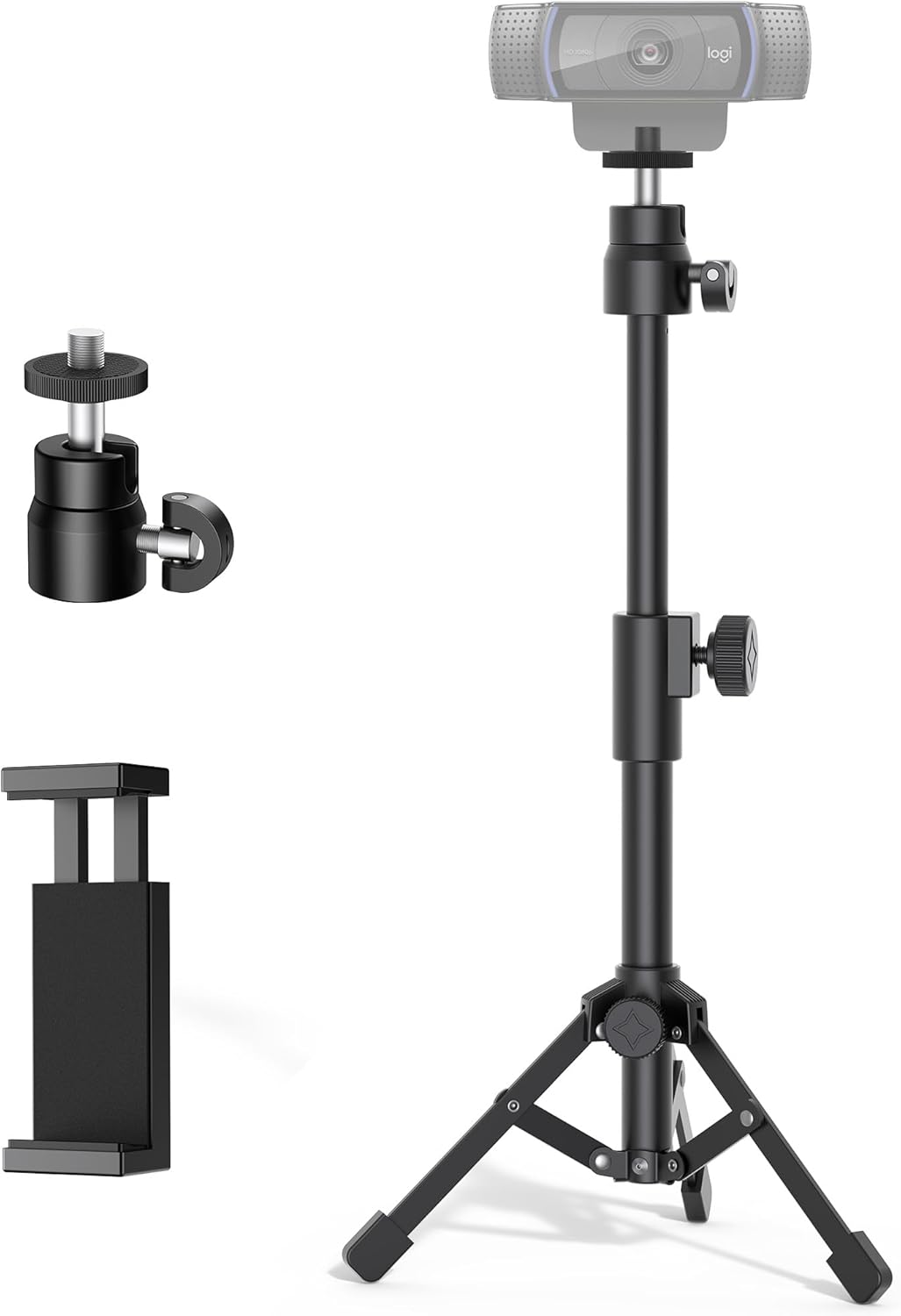 Innogear Webcam Stand for Desk, Camera Stand Mount Gooseneck Arm for Logitech Webcam C922 C930E C920S C920 C615 C960 C920X BRIO 4K Nexigo N60, Phone Mount, Right Light, Gopro with 1/4" Thread