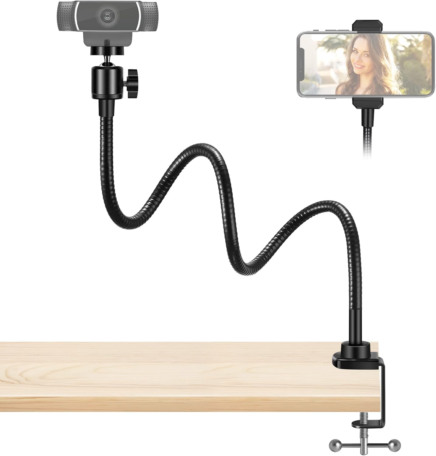 Innogear Webcam Stand for Desk, Camera Stand Mount Gooseneck Arm for Logitech Webcam C922 C930E C920S C920 C615 C960 C920X BRIO 4K Nexigo N60, Phone Mount, Right Light, Gopro with 1/4" Thread
