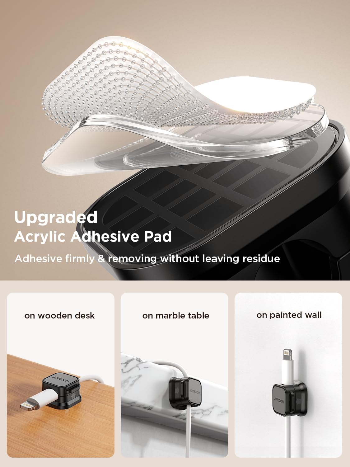 9 Pack Magnetic Cable Clips [Cable Smooth Adjustable] Cord Holder, under Desk Cable Management, JOYROOM Adhesive Wire Holder Keeper Organizer for Home Office Desk Phone Car Wall Desktop Nightstand