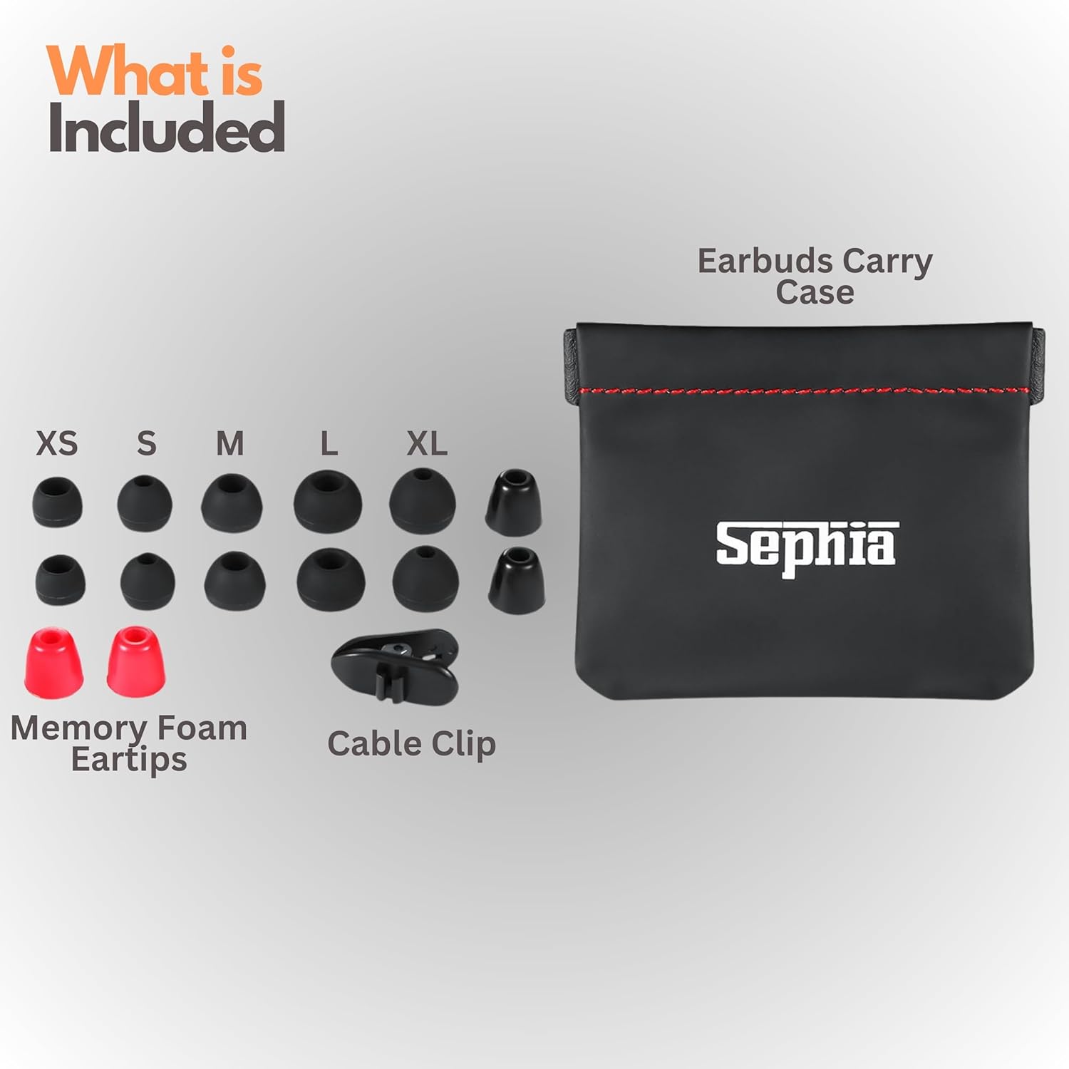 Sephia SP3060 Wired Headphones, HD Bass Driven Audio, Lightweight Aluminum Wired in Ear Earbud Headphones, S/M/L Ear Bud Tips, Earphone Case, 3.5Mm Tangle-Free Cord, No Mic