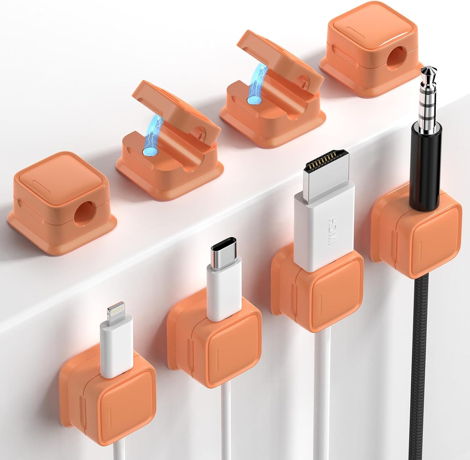 8 Pack Cord Organizer Holder,Costop Strong Adhesive under Desk Cable Management,Magnetic Cable Clips,Wire Holder Keeper Organizer Neatly for Home,Office,Car,Desk,Nightstand,Desktop
