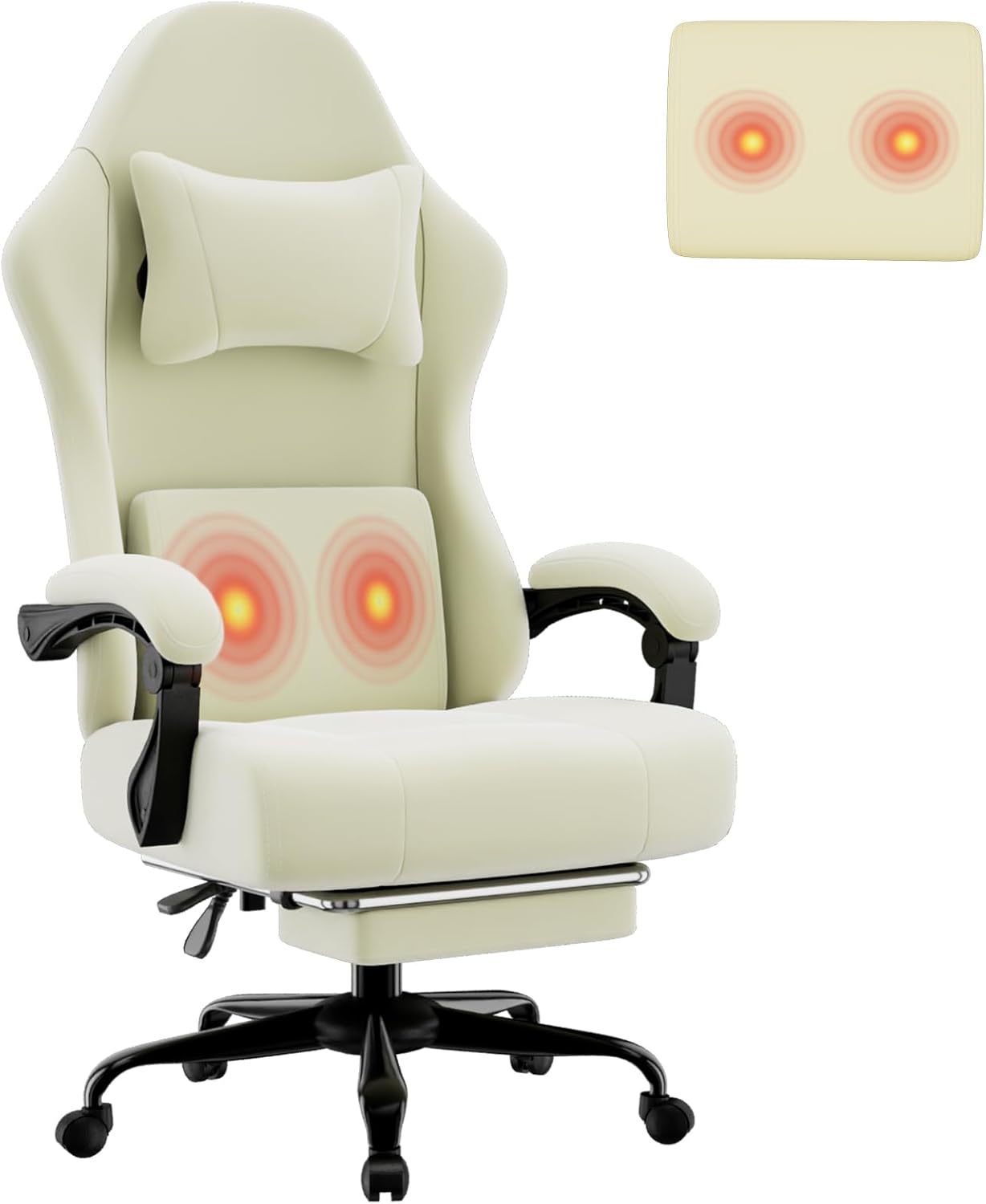 Ergonomic Gaming Chair, Video Game Chair with Pocket Spring Cushion and Footrest, Height Adjustable Computer Chair with Swivel Seat and Headrest (Purple)
