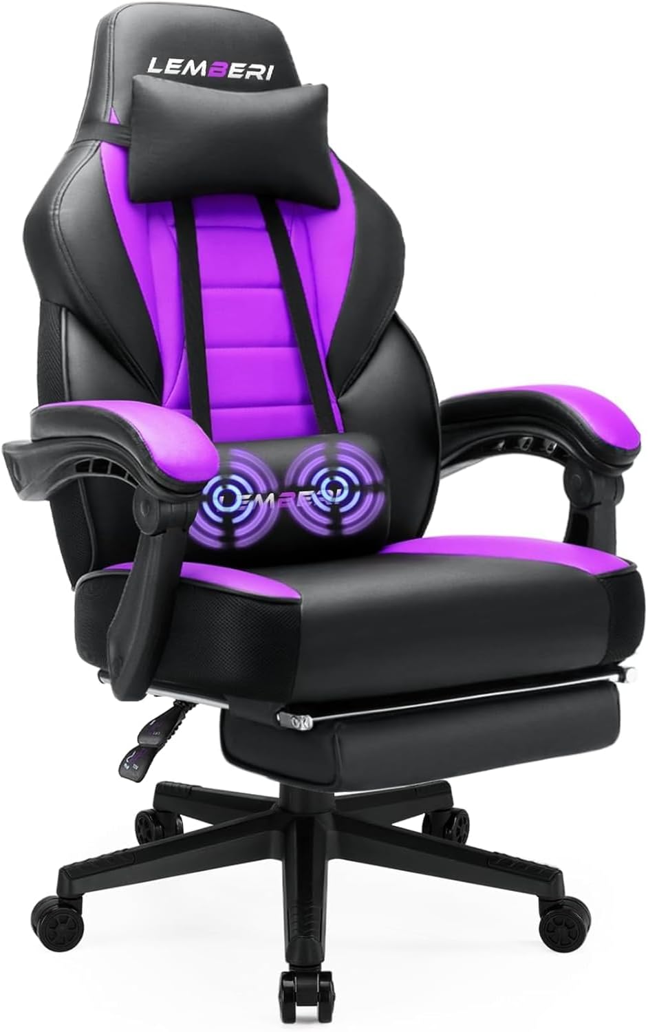 LEMBERI Big and Tall Gaming Chair 400Lb Capacity, Heavy-Duty Office Chair with Reinforced Footrest, Wide Seat High Back PC Desk Chair with Linkage Armrests, Thickened Steel Frame, PU Leather, Red