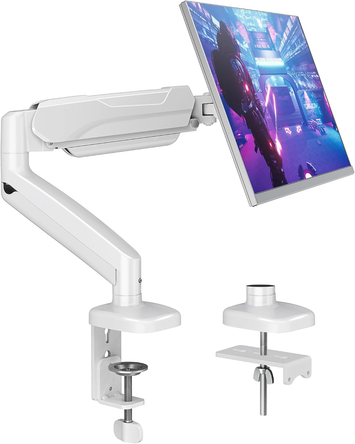 MOUNTUP Single Monitor Desk Mount Holds Screen up to 32 Inch, Height Adjustable Monitor Arm, Full Motion Computer Monitors Stand with Clamp/Grommet Base, VESA Mounts Fit 4.4-17.6Lbs Computer, Black