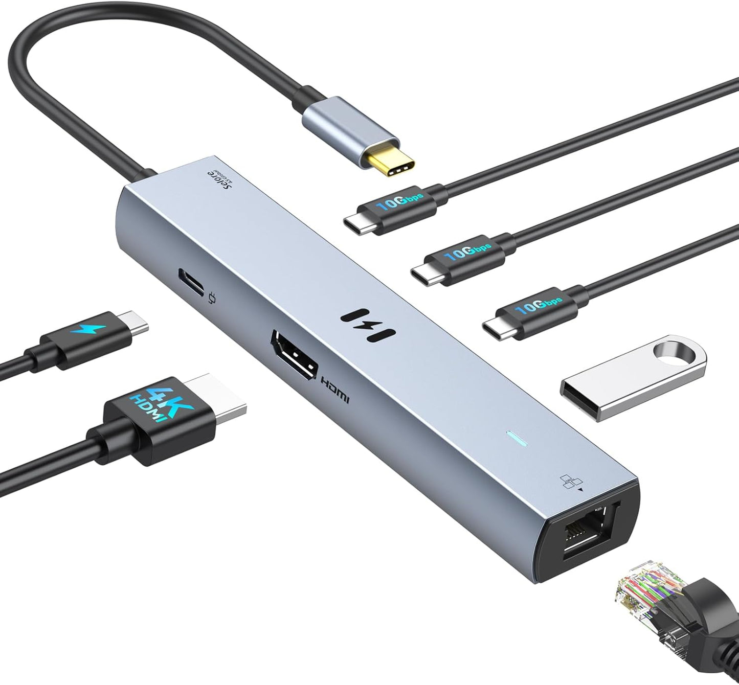 USB C Docking Station Dual Monitor Adapter, Selore Laptop Docking Station 3 Monitors Quad Display with 2 HDMI, DP, VGA, Ethernet, 3 USB A&C 3.0, 100W PD, USB C Hub Dongle for DELL, HP and More