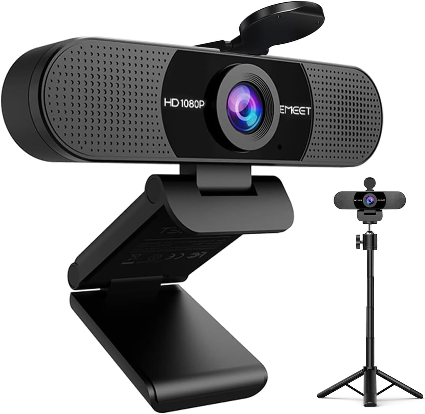 EMEET C960 1080P Webcam with Microphone, 2 Mics, 90° FOV, USB Type-A & A-To-C Adapter, Fixed Focus, Plug&Play Computer Camera for Zoom/Teams/Facetime/Youtube/Google Meet/Switch 2 Camera, 2025 Version