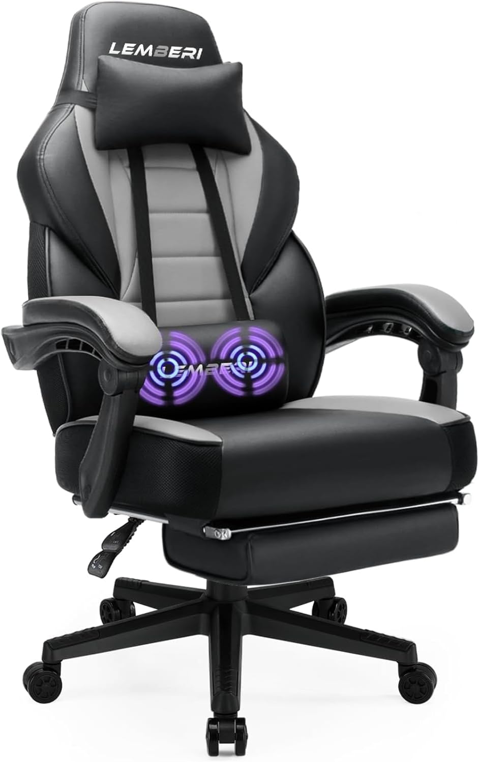 LEMBERI Big and Tall Gaming Chair 400Lb Capacity, Heavy-Duty Office Chair with Reinforced Footrest, Wide Seat High Back PC Desk Chair with Linkage Armrests, Thickened Steel Frame, PU Leather, Red