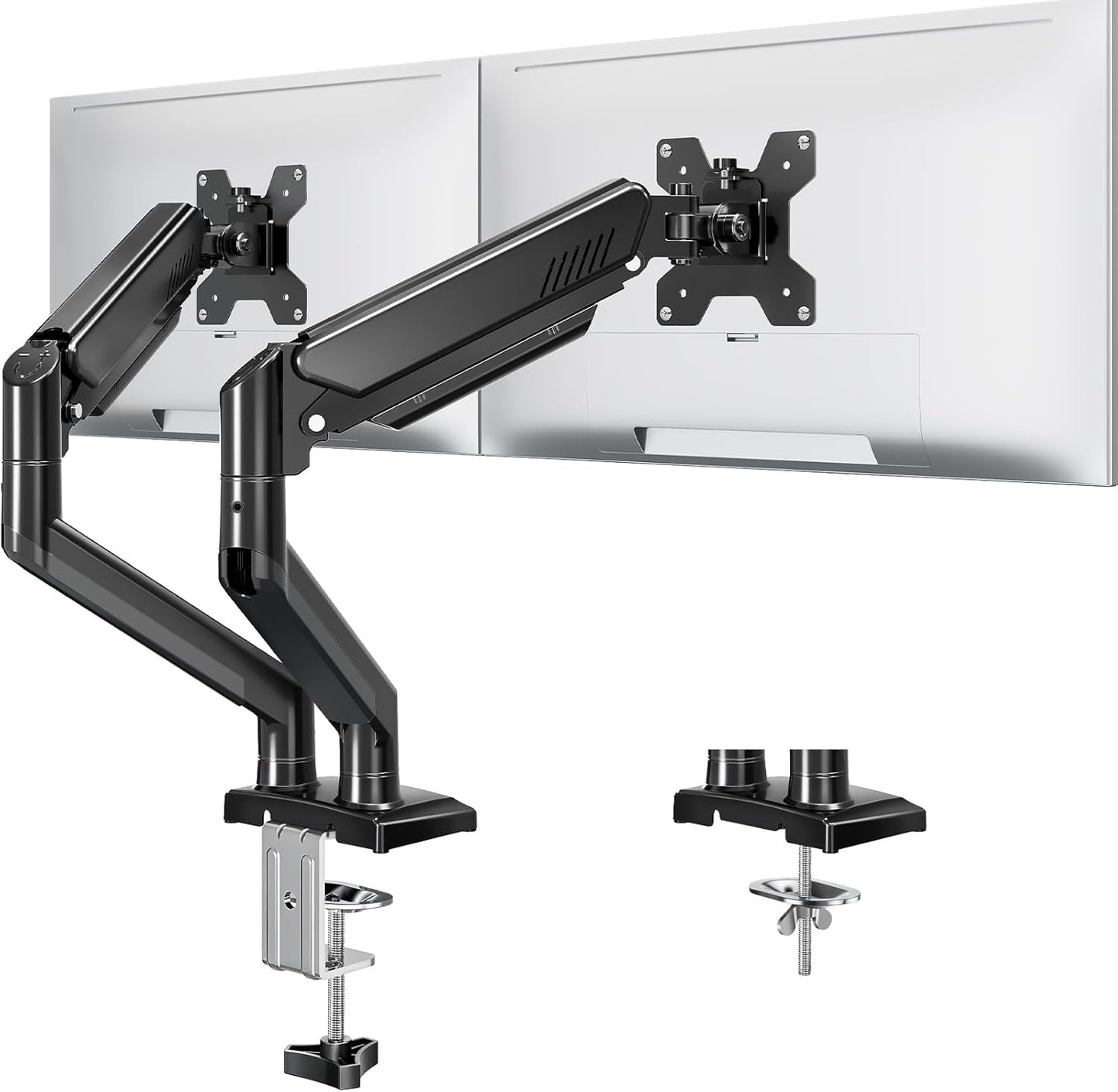 MOUNTUP Single Monitor Desk Mount Holds Screen up to 32 Inch, Height Adjustable Monitor Arm, Full Motion Computer Monitors Stand with Clamp/Grommet Base, VESA Mounts Fit 4.4-17.6Lbs Computer, Black