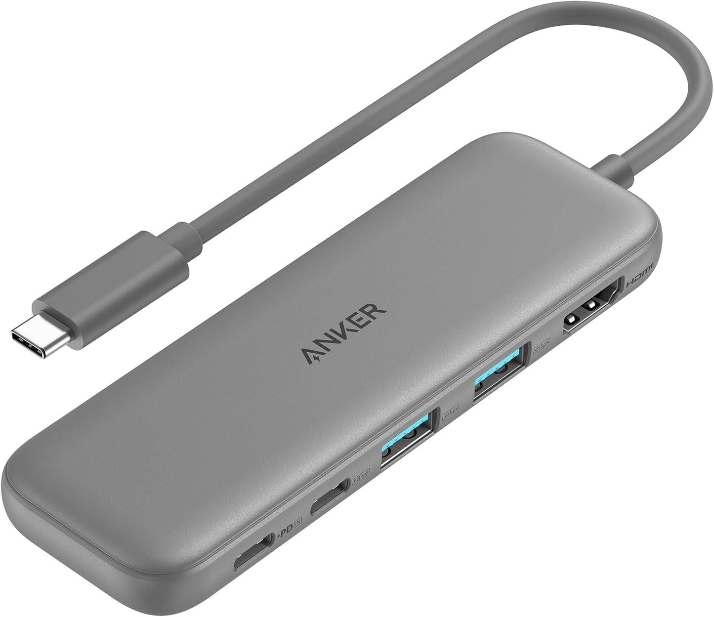 Anker USB C Hub, 5-In-1 USBC to HDMI Splitter with 4K Display, 1 X Powered USB-C 5Gbps & 2×Powered USB-A 3.0 5Gbps Data Ports for Macbook Pro, Macbook Air, Dell and More