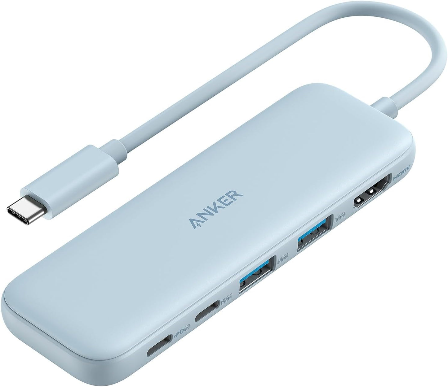 Anker USB C Hub, 5-In-1 USBC to HDMI Splitter with 4K Display, 1 X Powered USB-C 5Gbps & 2×Powered USB-A 3.0 5Gbps Data Ports for Macbook Pro, Macbook Air, Dell and More