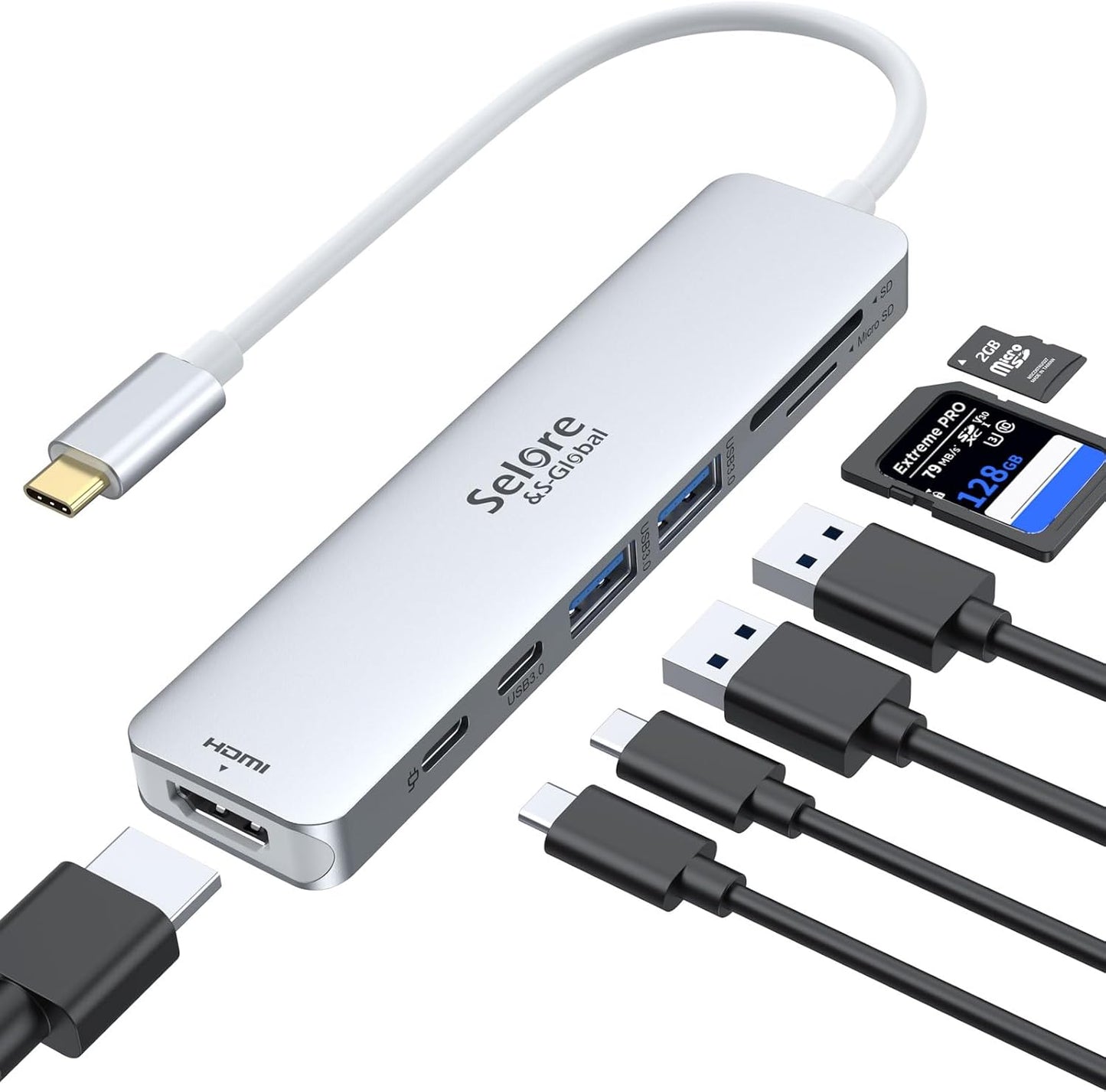 USB C Docking Station Dual Monitor Adapter, Selore Laptop Docking Station 3 Monitors Quad Display with 2 HDMI, DP, VGA, Ethernet, 3 USB A&C 3.0, 100W PD, USB C Hub Dongle for DELL, HP and More