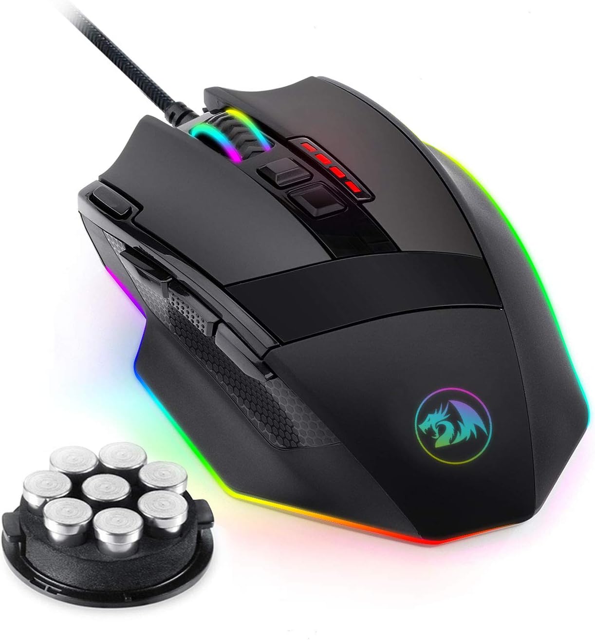 Redragon M801 Wireless Gaming Mouse, RGB Gaming Mouse with MMO 9 Programmable Macro Editing Buttons, up 16000 Adjustable DPI, Rapid Fire Button for Game, Windows,Pc - Wireless, Black