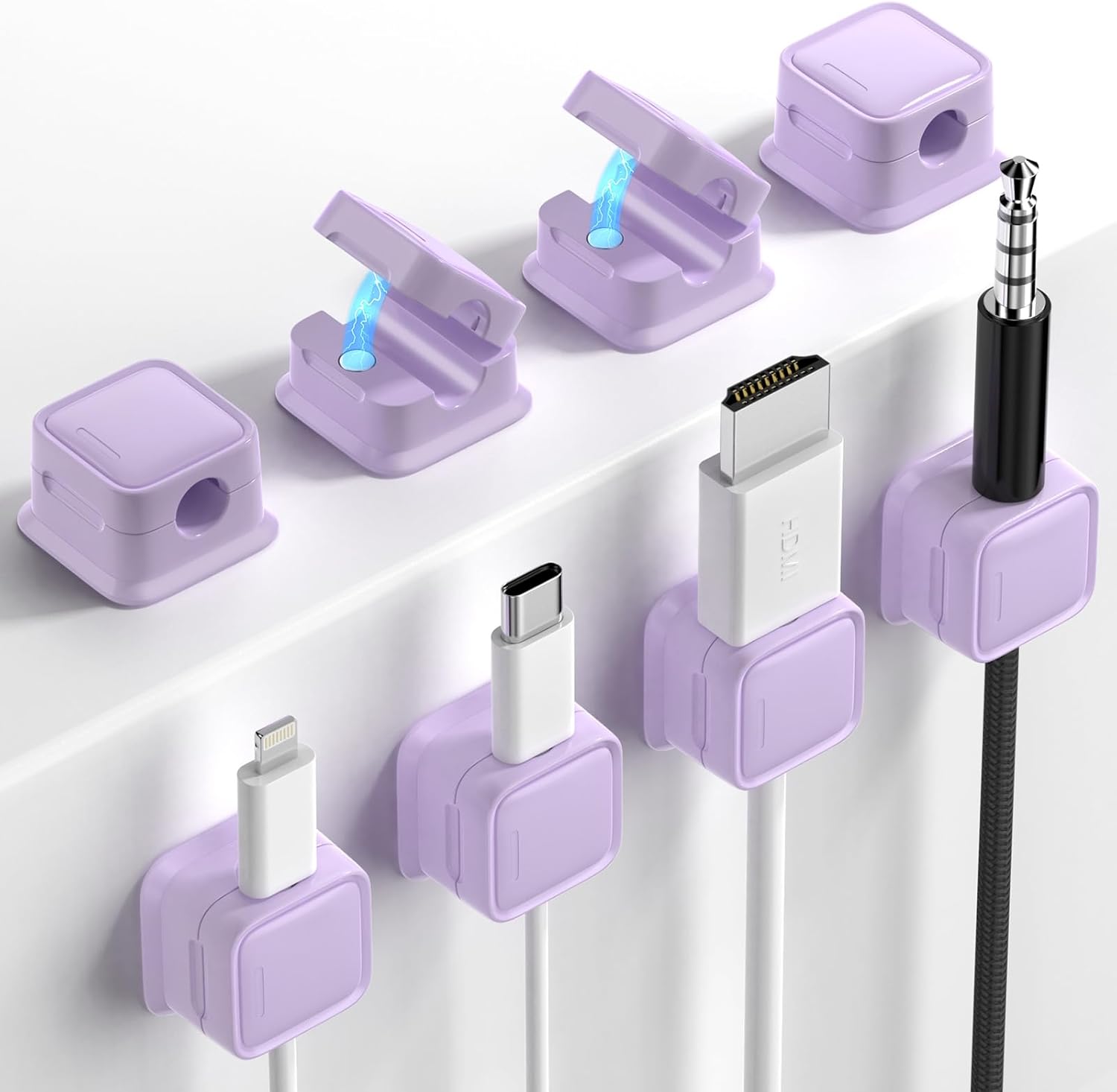 8 Pack Cord Organizer Holder,Costop Strong Adhesive under Desk Cable Management,Magnetic Cable Clips,Wire Holder Keeper Organizer Neatly for Home,Office,Car,Desk,Nightstand,Desktop