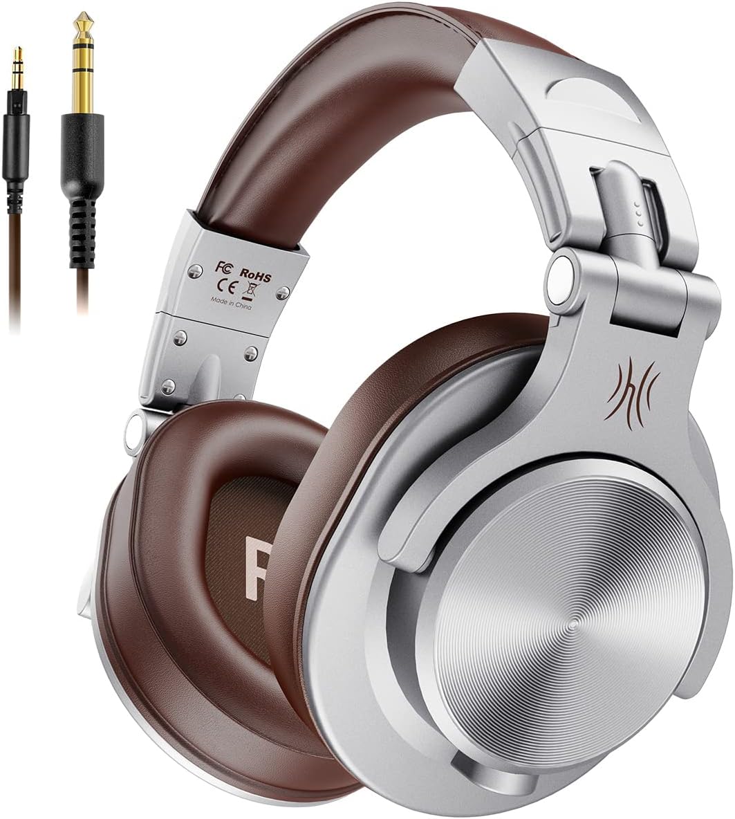 Oneodio A71 Hi-Res Studio Recording Headphones - Wired over Ear Headphones with Shareport, Monitoring Mixing Foldable Headset with Stereo Sound, 3.5/6.35MM Jack for PC Computer DJ Guitar-Black