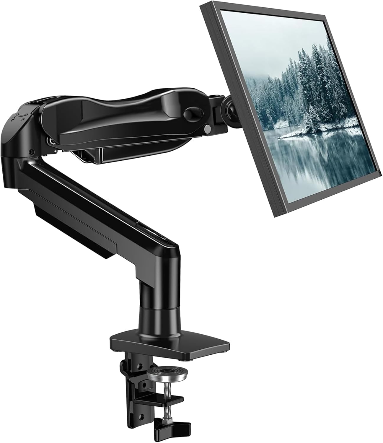HUANUO Single Monitor Mount, 13 to 32 Inch Gas Spring Monitor Arm, Adjustable Stand, Vesa Mount with Clamp and Grommet Base - Fits 4.4 to 19.8Lbs LCD Computer Monitors