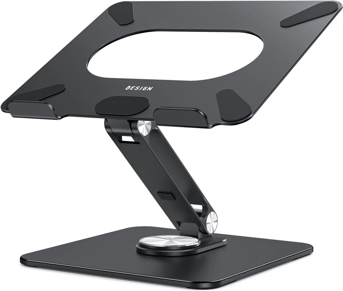 BESIGN LSX7 Laptop Stand with 360 Rotating Base, Ergonomic Adjustable Notebook Riser, Foldable Computer Holder Compatible with 10-15.6" Laptops (Black)