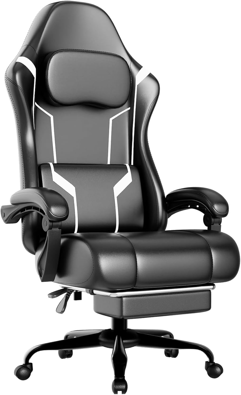 Ergonomic Gaming Chair, Video Game Chair with Pocket Spring Cushion and Footrest, Height Adjustable Computer Chair with Swivel Seat and Headrest (Purple)