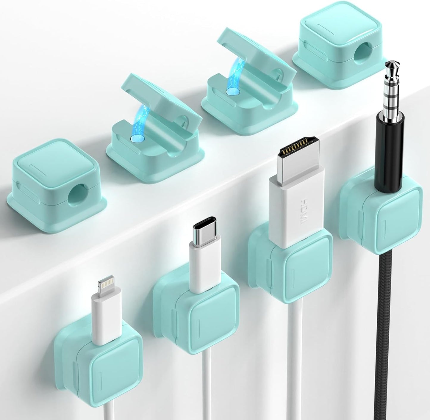 8 Pack Cord Organizer Holder,Costop Strong Adhesive under Desk Cable Management,Magnetic Cable Clips,Wire Holder Keeper Organizer Neatly for Home,Office,Car,Desk,Nightstand,Desktop
