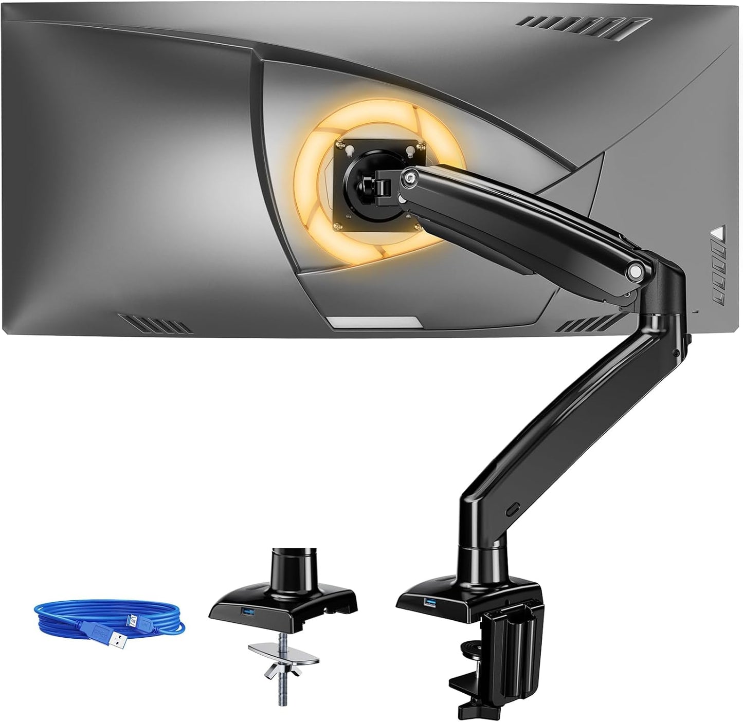 Ergear Single Monitor Arm, Fully Adjustable Monitor Mount for 13–34 Inch Screens, Fast Install Computer Monitor Stand with Tool-Free VESA Mount, Cable Management, Holds 19.8 Lbs, Max VESA 100X100Mm