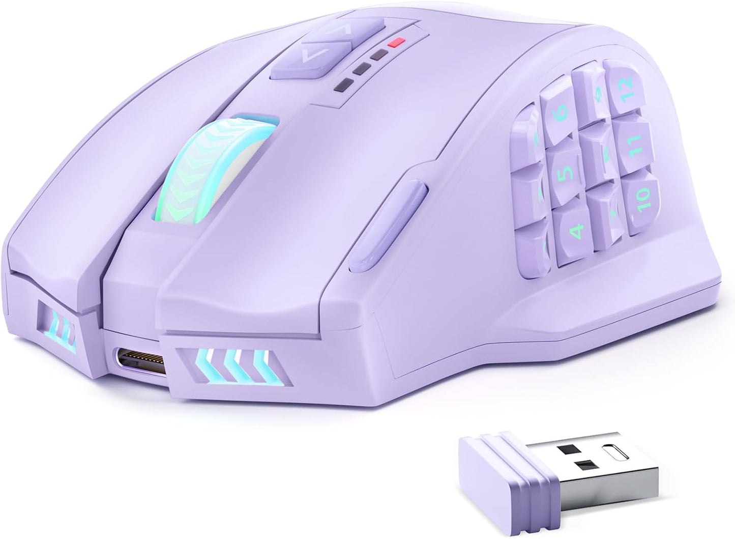 Utechsmart Venus Pro RGB Wireless MMO Gaming Mouse, 16,000 DPI Optical Sensor, 2.4 Ghz Transmission Technology, Ergonomic Design, 16M Chroma RGB Lighting, 16 Programmable Buttons, up to 70 Hours