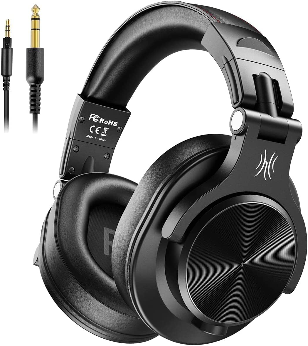 Oneodio A71 Hi-Res Studio Recording Headphones - Wired over Ear Headphones with Shareport, Monitoring Mixing Foldable Headset with Stereo Sound, 3.5/6.35MM Jack for PC Computer DJ Guitar-Black