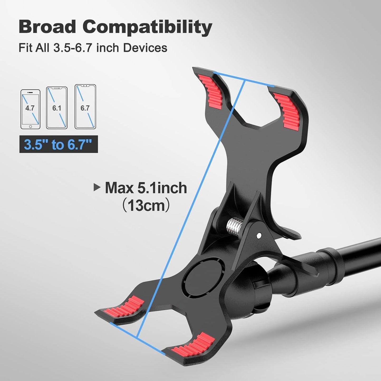 Gooseneck Cell Phone Holder, Universal 360 Flexible Phone Stand Lazy Bracket Mount Long Arms Clamp for Phone 13 Pro Xs Max XR X 8 7 6 6S plus and Other 3.5~6.7'' Device (Black)