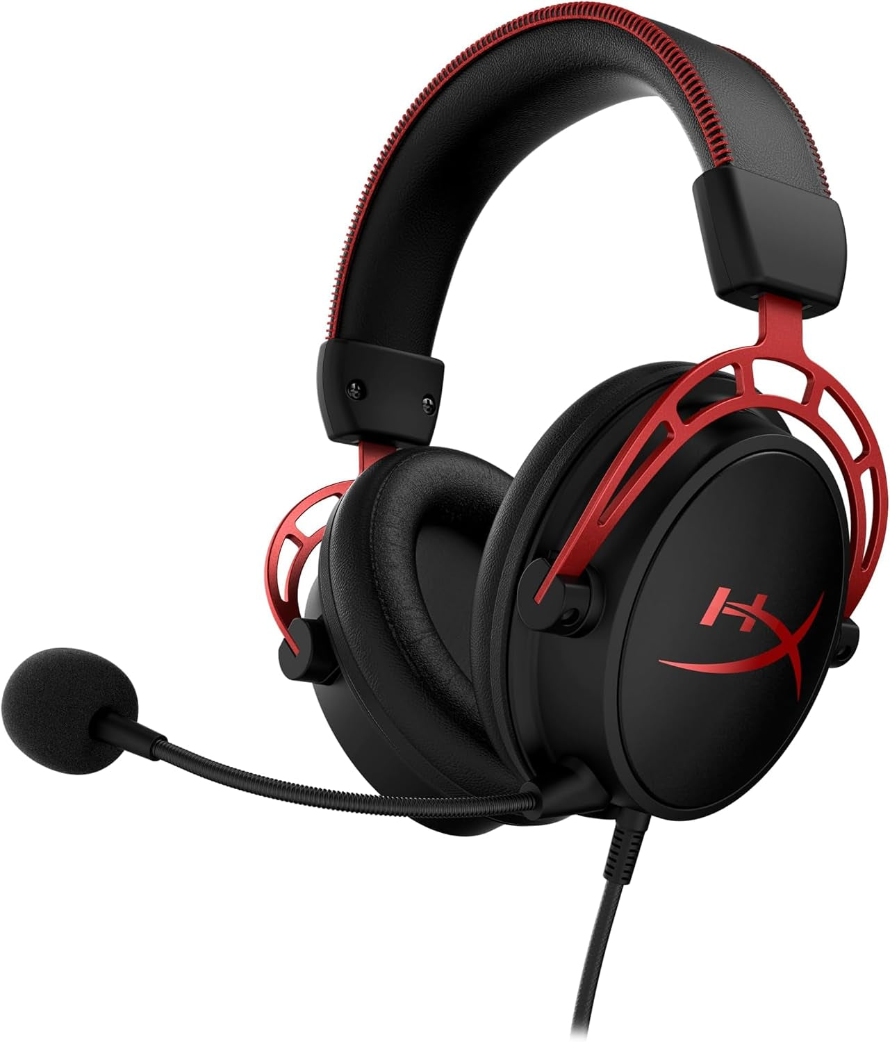 Hyperx Cloud Alpha - Gaming Headset, Dual Chamber Drivers, Legendary Comfort, Aluminum Frame, Detachable Microphone, Works on PC, PS4, PS5, Xbox One, Xbox Series X|S, Nintendo Switch and Mobile – Red | Dual-Chamber 50 Mm Drivers for Reduced Distortion, Durable Aluminum Frame, Memory-Foam Ear Cushions with Premium Leatherette