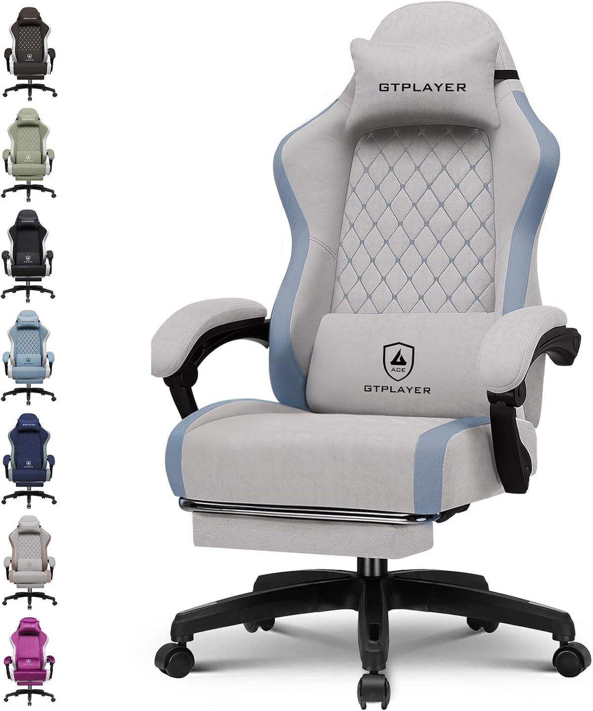 GTPLAYER Gaming Chair, Computer Office Chair with Pocket Spring Cushion, Linkage Armrests and Footrest, High Back Ergonomic Computer Chair with Lumbar Support Task Chair with Footrest(Black)