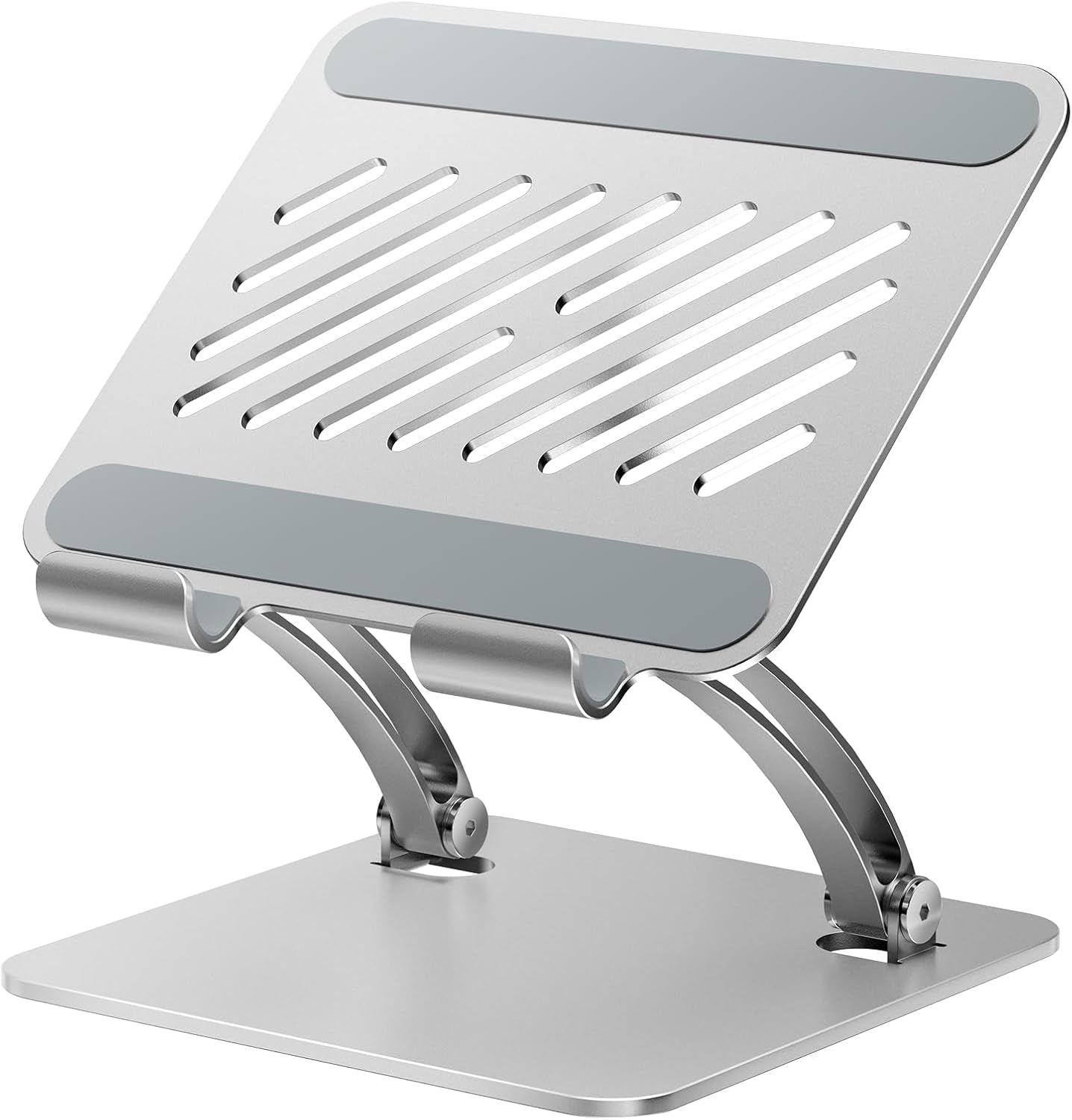 Tounee Tablet Holder Stand, Dual Rod Adjustable Aluminum Desktop Stand, Compatible with 4.7-16.9" Ipads, Surface Tablets, Portable Monitors, Kindle & More (Gray)