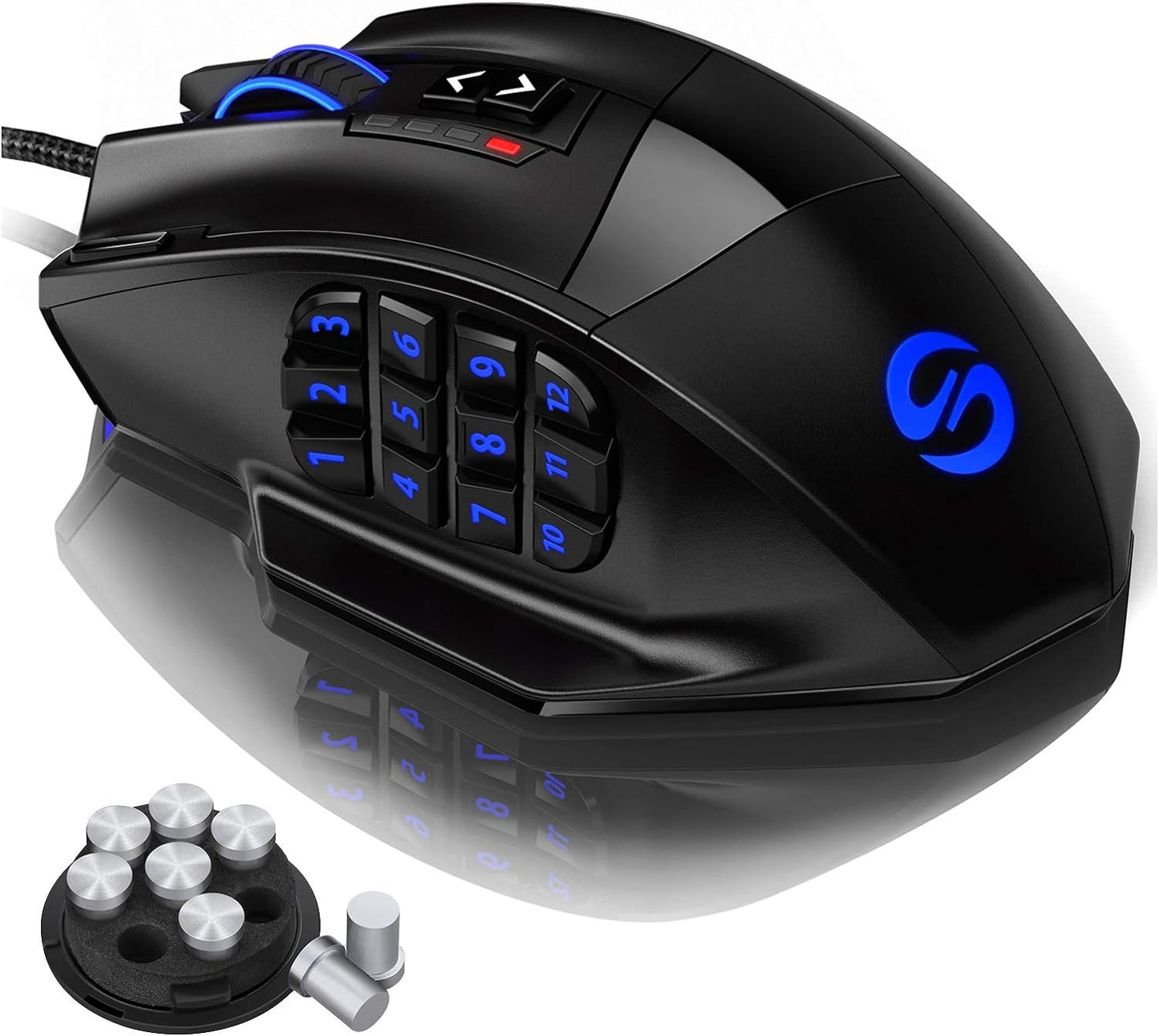 Utechsmart Venus Pro RGB Wireless MMO Gaming Mouse, 16,000 DPI Optical Sensor, 2.4 Ghz Transmission Technology, Ergonomic Design, 16M Chroma RGB Lighting, 16 Programmable Buttons, up to 70 Hours