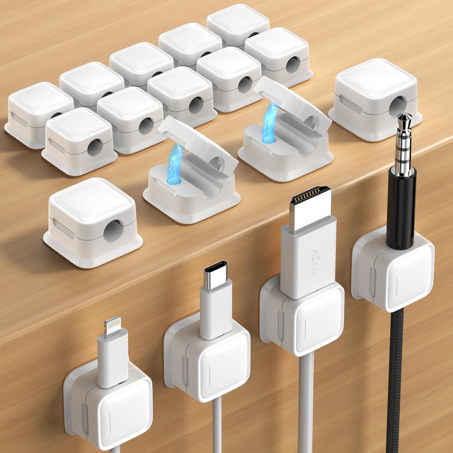 8 Pack Cord Organizer Holder,Costop Strong Adhesive under Desk Cable Management,Magnetic Cable Clips,Wire Holder Keeper Organizer Neatly for Home,Office,Car,Desk,Nightstand,Desktop