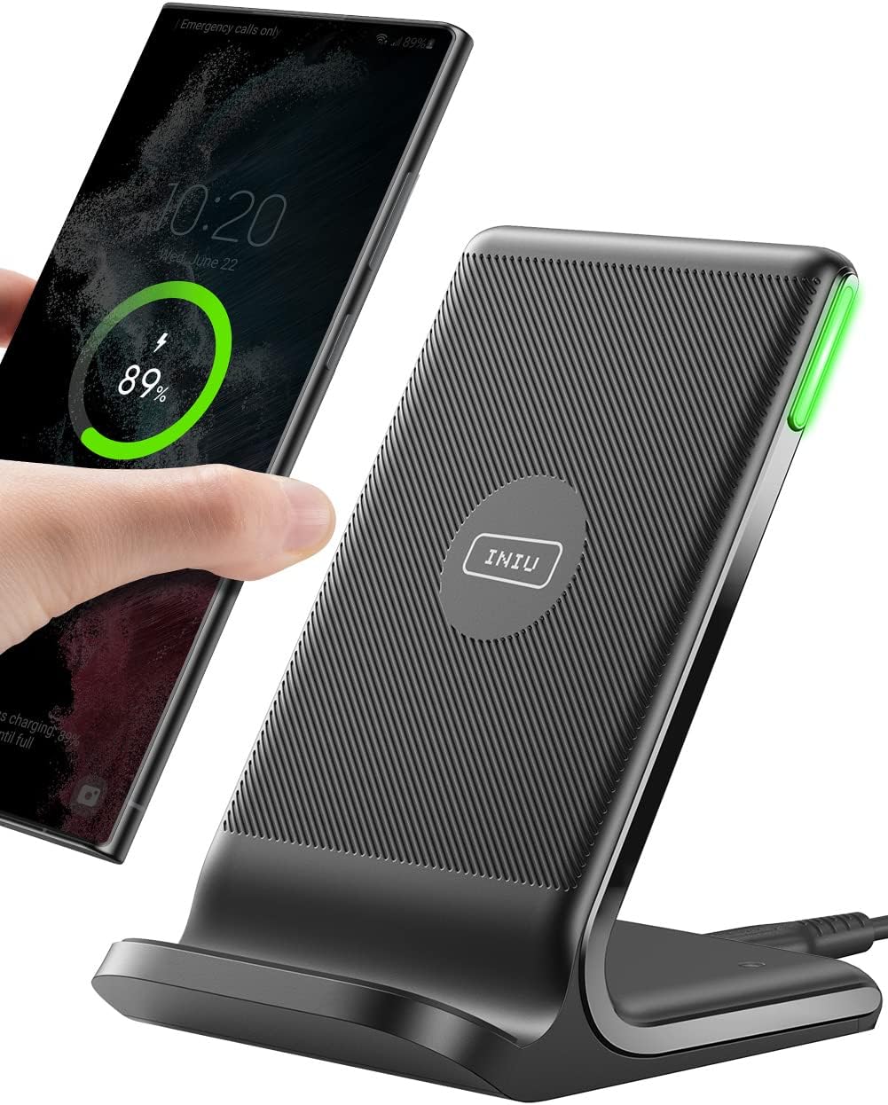INIU Wireless Charger, [2-Pack] 15W Fast Wireless Charging Stand with Sleep-Friendly Adaptive Light Compatible with Iphone 17 16 15 14 13 12 Pro Max plus Samsung Galaxy S22 S21 Note 20 Etc