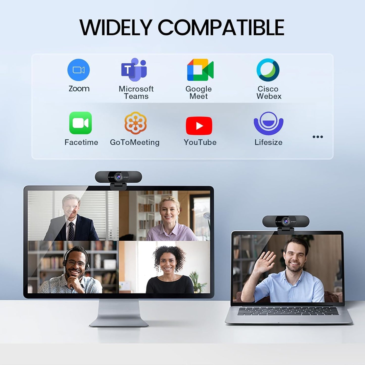 EMEET C960 1080P Webcam with Microphone, 2 Mics, 90° FOV, USB Type-A & A-To-C Adapter, Fixed Focus, Plug&Play Computer Camera for Zoom/Teams/Facetime/Youtube/Google Meet/Switch 2 Camera, 2025 Version