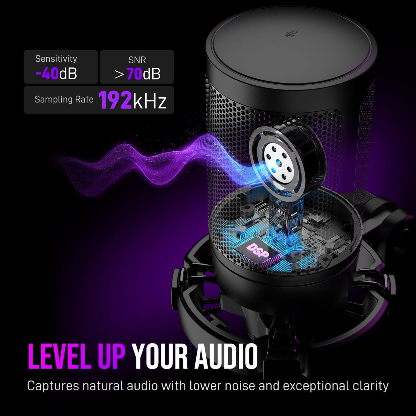 FIFINE Gaming PC USB Microphone, Podcast Condenser Mic with Boom Arm, Pop Filter, Mute Button for Streaming, Twitch, Online Chat, RGB Computer Mic for PS4/5 PC Gamer Youtuber-Ampligame A6T