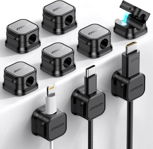 9 Pack Magnetic Cable Clips [Cable Smooth Adjustable] Cord Holder, under Desk Cable Management, JOYROOM Adhesive Wire Holder Keeper Organizer for Home Office Desk Phone Car Wall Desktop Nightstand